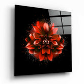 Red Lotus Glass Wall Art.